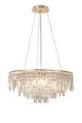Diyas Maddison 8 Light Round Pendant Light in French Gold with Crystal