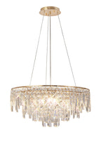 Diyas Maddison 8 Light Round Pendant Light in French Gold with Crystal