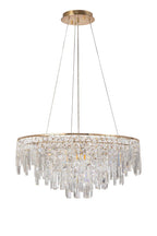 Diyas Maddison 8 Light Round Pendant Light in French Gold with Crystal