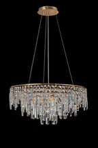 Diyas Maddison 8 Light Round Pendant Light in French Gold with Crystal