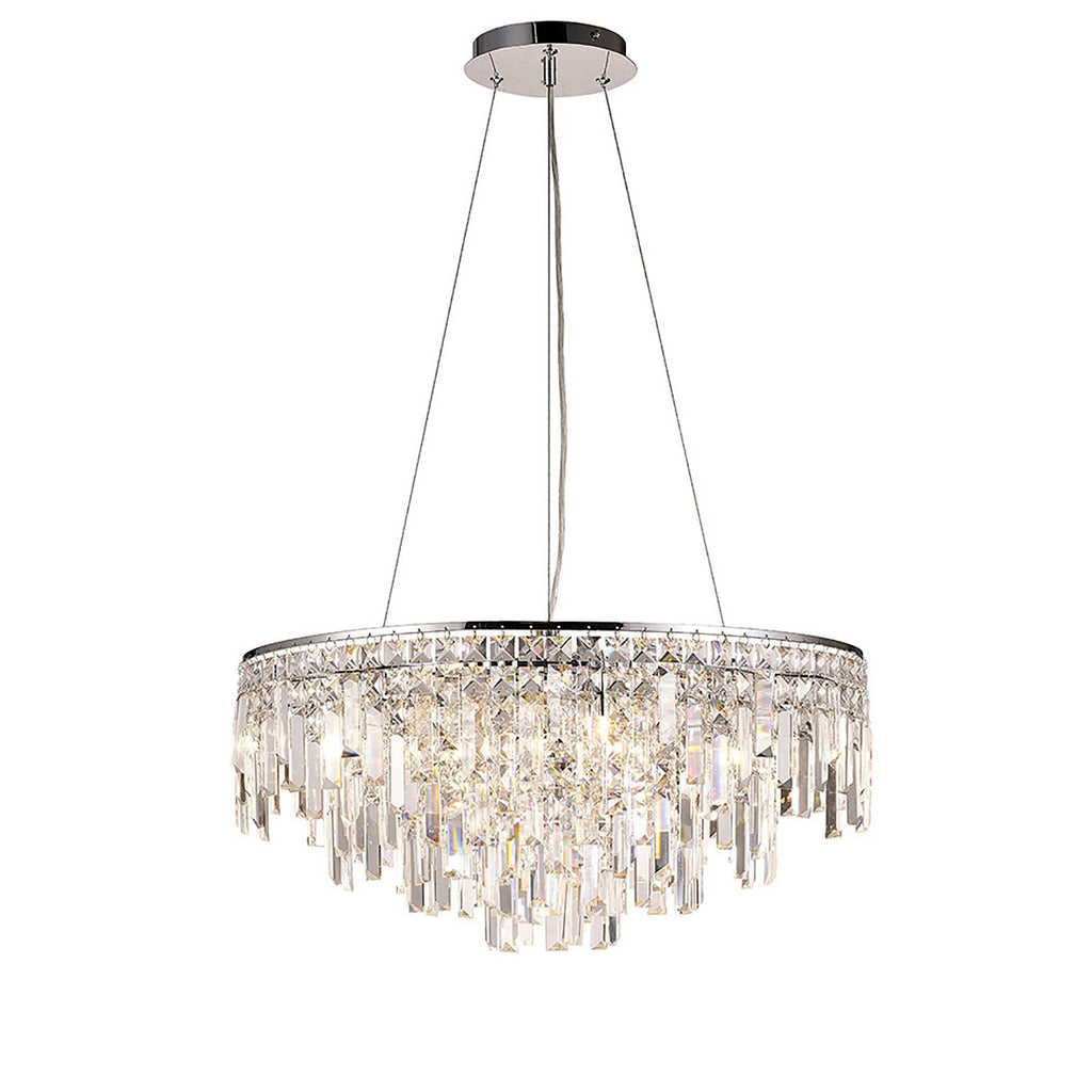 Diyas Maddison 8 Light Round Pendant Light in Polished Chrome with Crystal