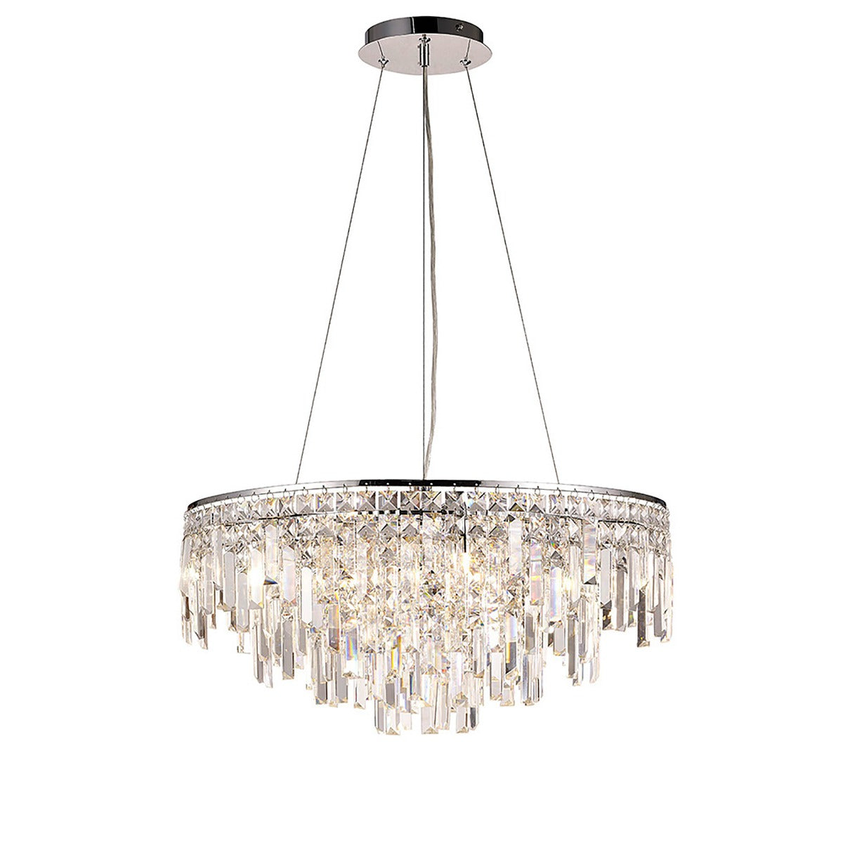 Diyas Maddison 8 Light Round Pendant Light in Polished Chrome with Crystal