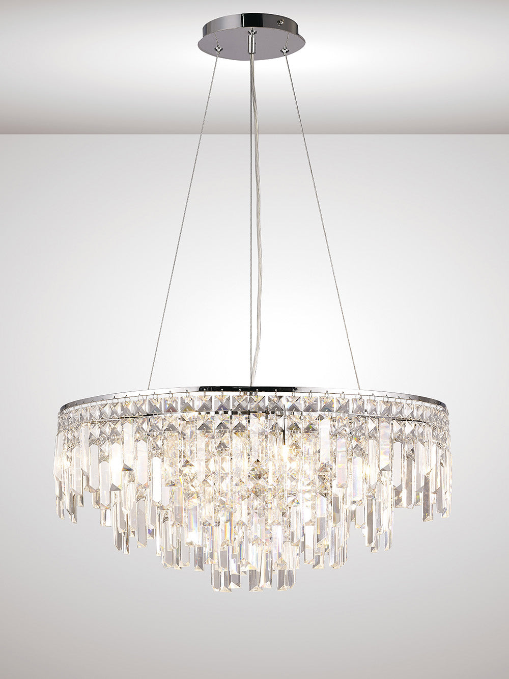 Diyas Maddison 8 Light Round Pendant Light in Polished Chrome with Crystal