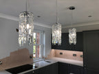Diyas Maddison 2 Light Cylinder Pendant Light in Polished Chrome with Crystal