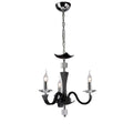 Diyas Nardini 3 Light Pendant Light in Polished Chrome with Black Faux Leather and Crystal
