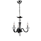 Diyas Nardini 3 Light Pendant Light in Polished Chrome with Black Faux Leather and Crystal