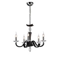 Diyas Nardini 5 Light Pendant Light in Polished Chrome with Black Faux Leather and Crystal