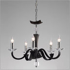 Diyas Nardini 5 Light Pendant Light in Polished Chrome with Black Faux Leather and Crystal