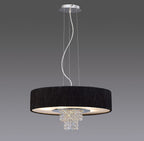 Diyas Nerissa 6 Light Pendant Light in Polished Chrome with Crystal and Black Shade