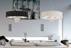Diyas Nerissa 6 Light Pendant Light in Polished Chrome with Crystal and Black Shade