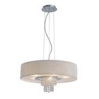Diyas Nerissa 6 Light Pendant Light in Polished Chrome with Crystal and White Shade