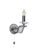 Diyas Niobe 1 Light Switched Wall Light in Polished Chrome with Crystal