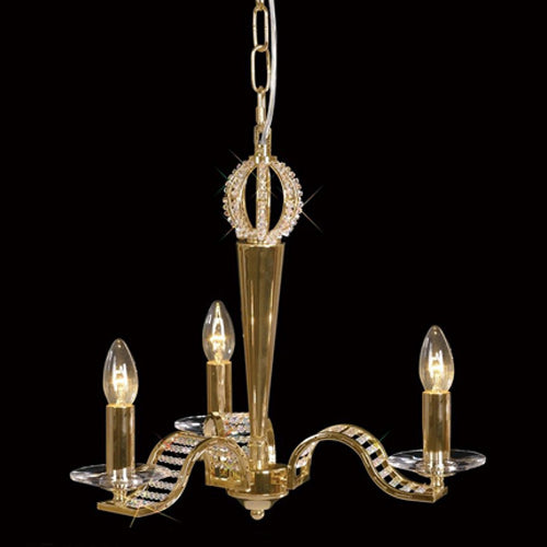 Diyas Niobe 3 Light Pendant Light in French Gold with Crystal
