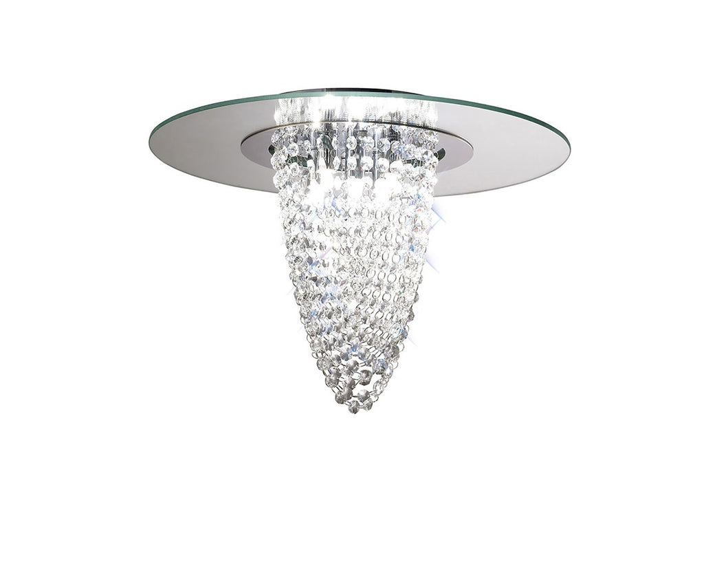 Diyas Oberon 5 Light Ceiling Light in Polished Chrome with Mirror and Crystal