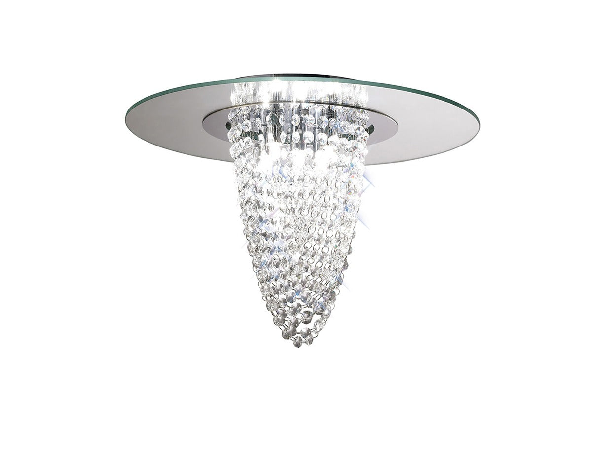 Diyas Oberon 5 Light Ceiling Light in Polished Chrome with Mirror and Crystal