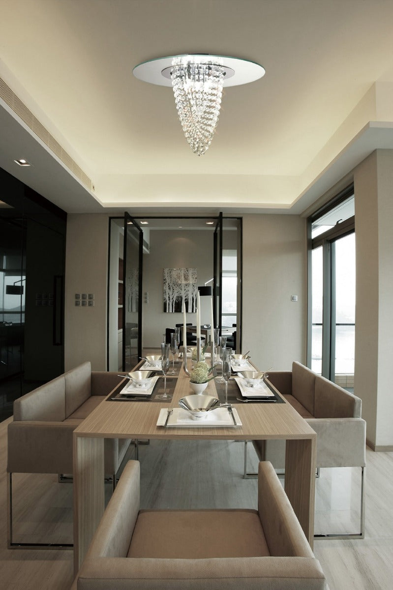 Diyas Oberon 5 Light Ceiling Light in Polished Chrome with Mirror and Crystal