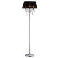 Diyas Olivia 3 Light Floor Lamp in Polished Chrome with Crystal and Black Shade
