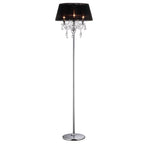 Diyas Olivia 3 Light Floor Lamp in Polished Chrome with Crystal and Black Shade