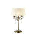 Diyas Olivia 3 Light Table Lamp in Antique Brass with Cream Shade