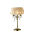 Diyas Olivia 3 Light Table Lamp in Antique Brass with Crystal and Soft Bronze Shade