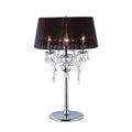 Diyas Olivia 3 Light Table Lamp in Polished Chrome with Crystal and Black Shade