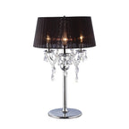 Diyas Olivia 3 Light Table Lamp in Polished Chrome with Crystal and Black Shade