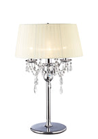 Diyas Olivia 3 Light Table Lamp in Polished Chrome with Crystal and Ivory Cream Shade
