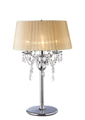 Diyas Olivia 3 Light Table Lamp in Polished Chrome with Crystal and Soft Bronze Shade