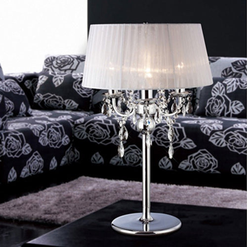Diyas Olivia 3 Light Table Lamp in Polished Chrome with White Shade