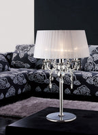 Diyas Olivia 3 Light Table Lamp in Polished Chrome with White Shade