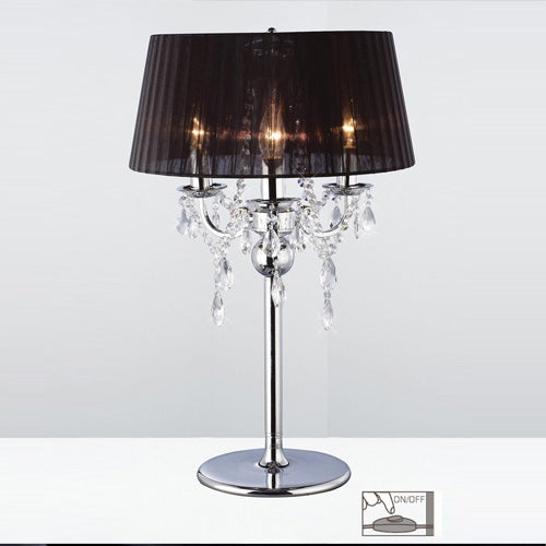 Diyas Olivia 3 Light Table Lamp in Polished Chrome with White Shade