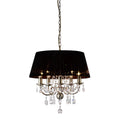Diyas Olivia 5 Light Pendant Light in Antique Brass with Crystal and Black Shade