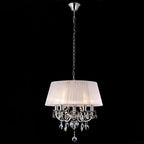 Diyas Olivia 5 Light Pendant Light in Polished Chrome with Crystal and Black Shade