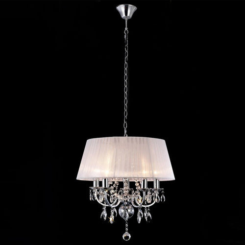 Diyas Olivia 5 Light Pendant Light in Polished Chrome with Crystal and Black Shade