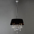 Diyas Olivia 5 Light Pendant Light in Polished Chrome with Crystal and Black Shade