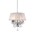 Diyas Olivia 5 Light Pendant Light in Polished Chrome with Crystal and White Shade