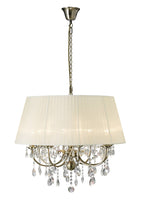Diyas Olivia 8 Light Pendant Light in Antique Brass with Cream Shade