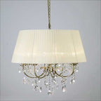 Diyas Olivia 8 Light Pendant Light in Antique Brass with Cream Shade