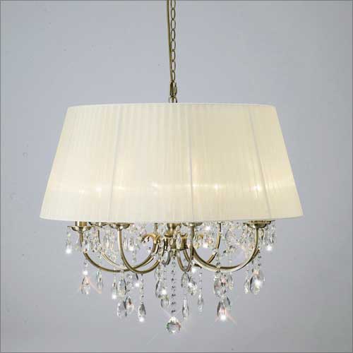Diyas Olivia 8 Light Pendant Light in Antique Brass with Cream Shade