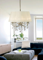 Diyas Olivia 8 Light Pendant Light in Antique Brass with Cream Shade