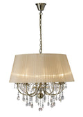 Diyas Olivia 8 Light Pendant Light in Antique Brass with Crystal and Soft Bronze Shade