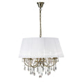 Diyas Olivia 8 Light Pendant Light in Antique Brass with Crystal and White Shade