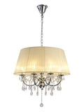 Diyas Olivia 8 Light Pendant Light in Polished Chrome with Crystal and Ivory Cream Shade