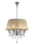 Diyas Olivia 8 Light Pendant Light in Polished Chrome with Crystal and Soft Bronze Shade