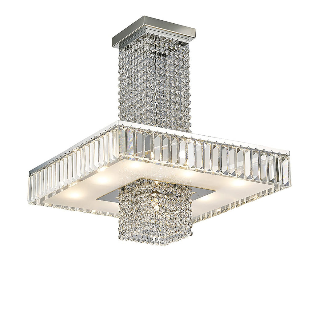 Diyas Ophelia 9 Light Semi Flush Ceiling Light in Polished Chrome with Crystal