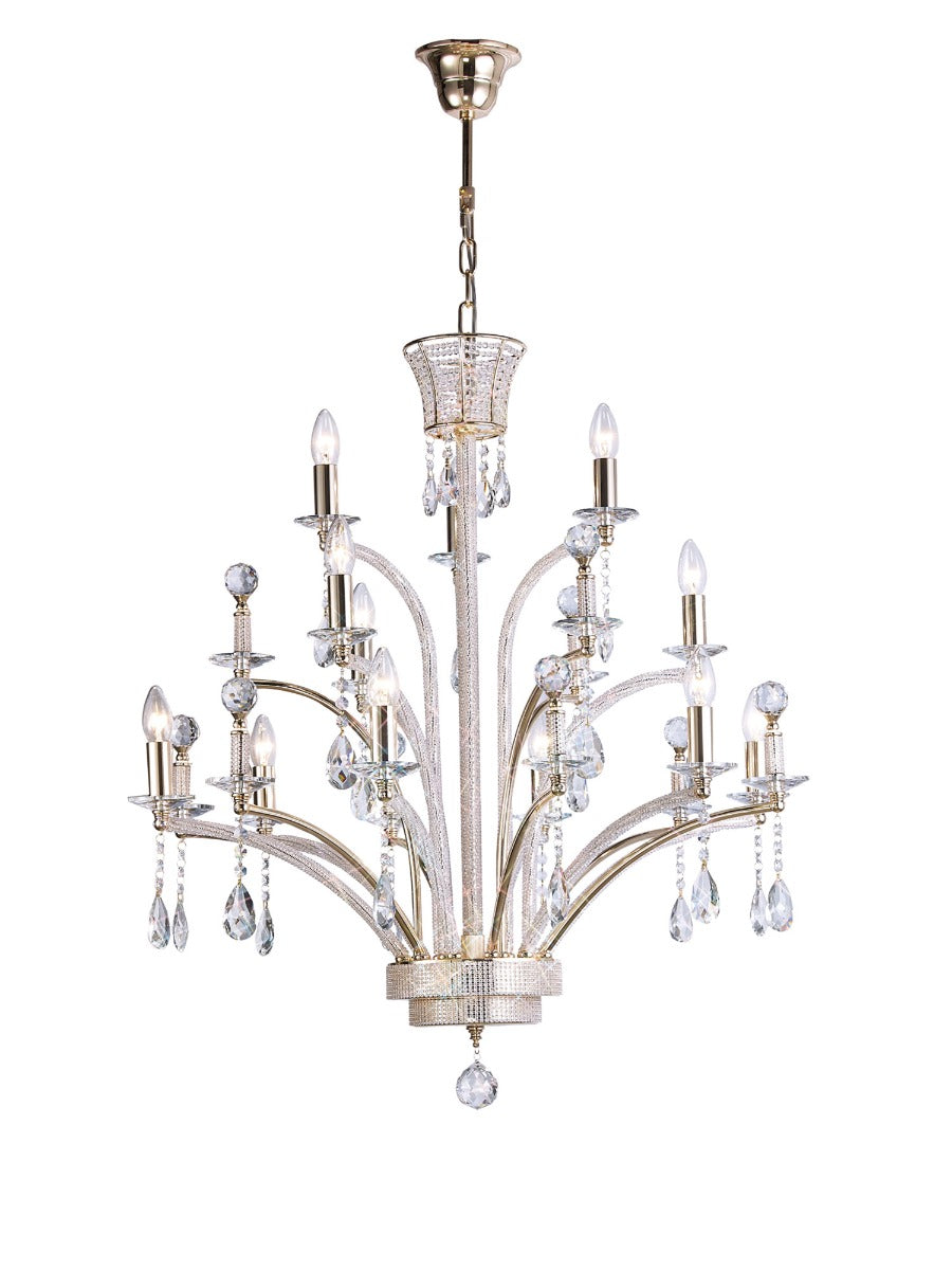 Diyas Orlando 12 Light Large Pendant Light in Gold Plated