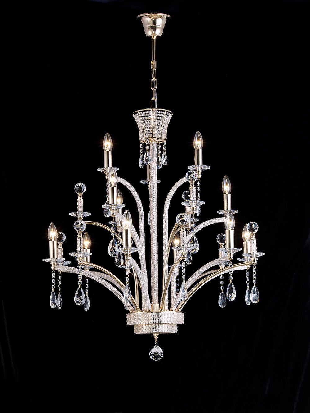 Diyas Orlando 12 Light Large Pendant Light in Gold Plated
