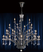 Diyas Orlando 21 Light Pendant Light in Black Chrome with Crystal