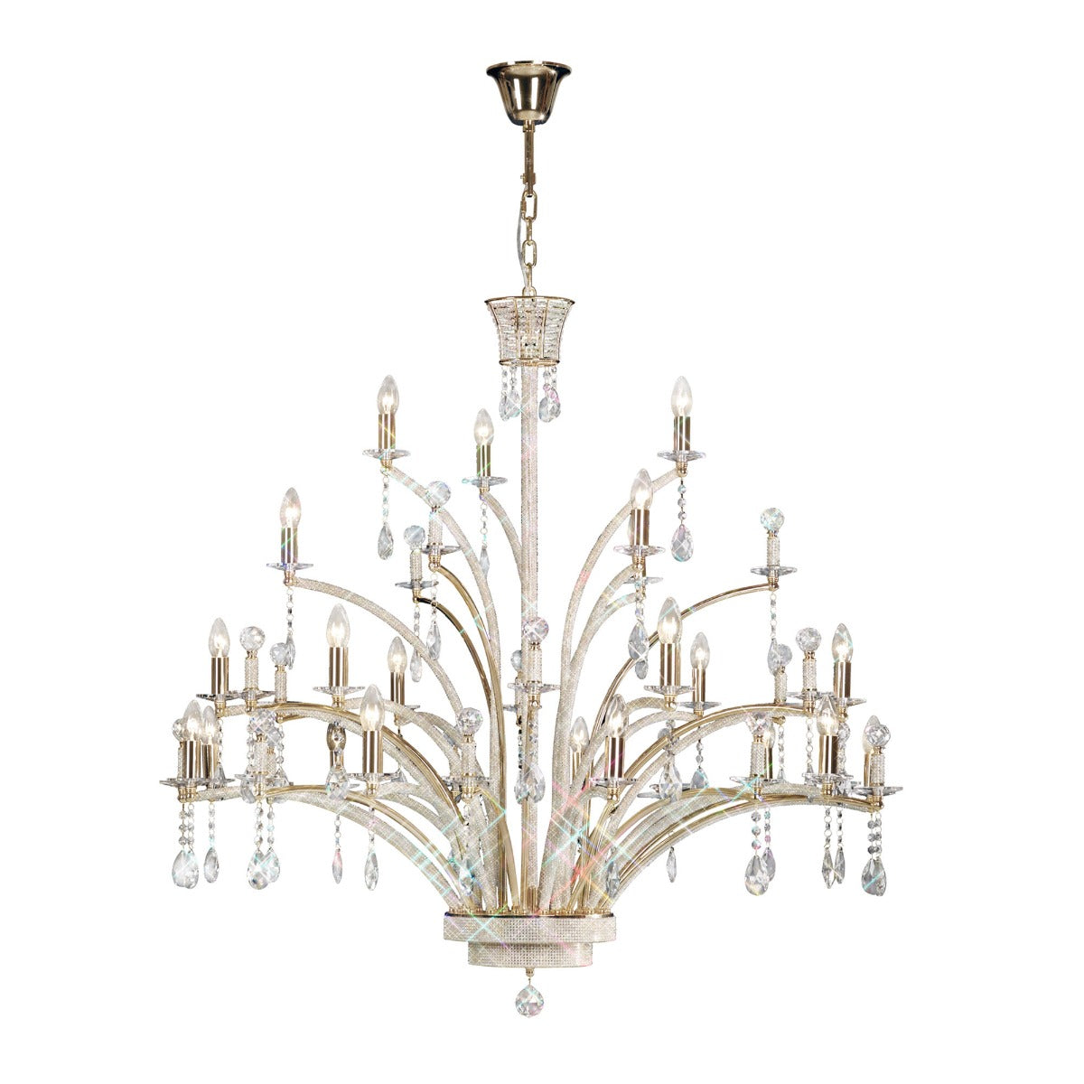 Diyas Orlando 21 Light Pendant Light in French Gold with Crystal