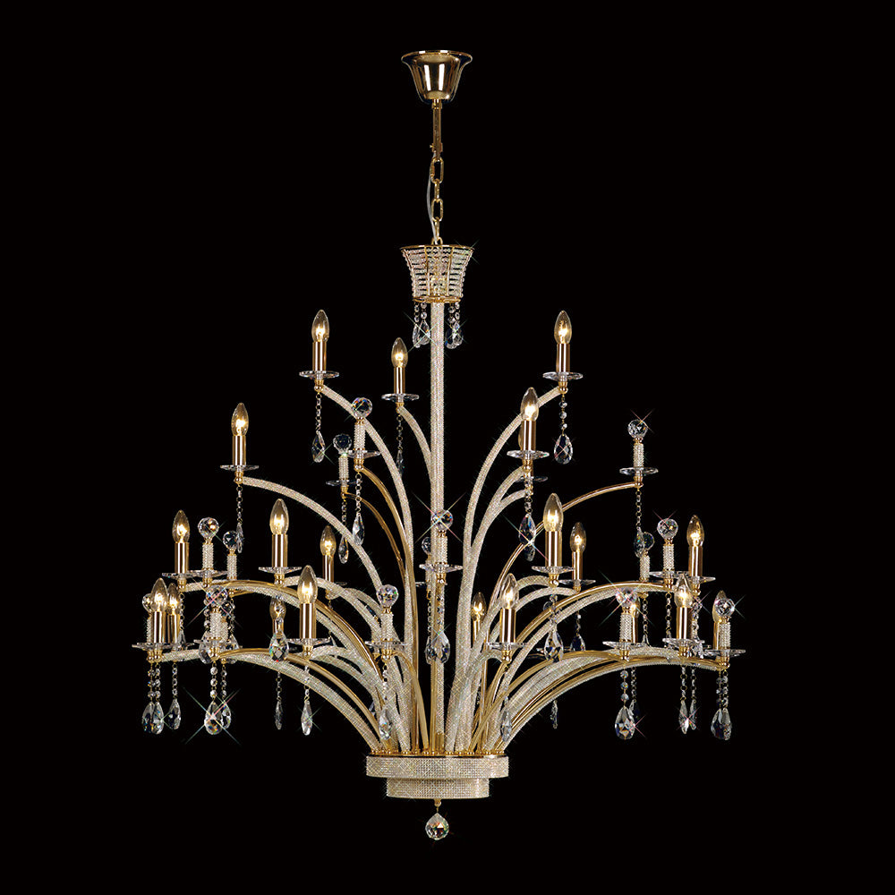 Diyas Orlando 21 Light Pendant Light in French Gold with Crystal